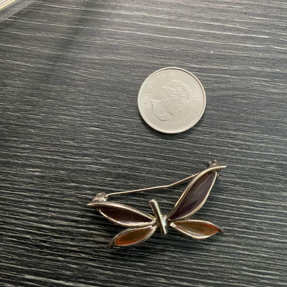Butterfly Wing Enamel Brooch - Brown